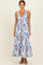 Lilac Blue Floral Pleated Bust Tiered Maxi Dress