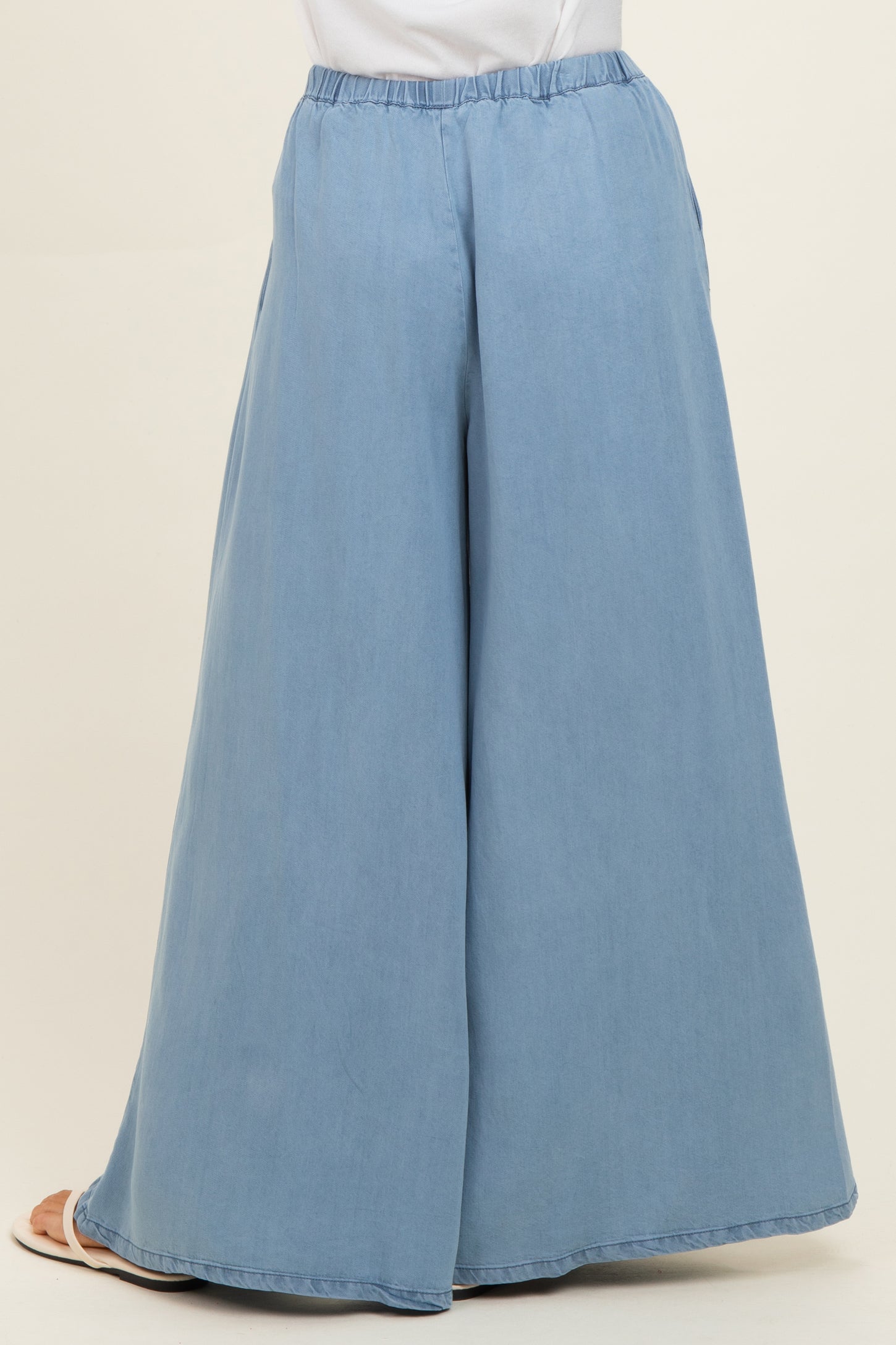 Light Denim Chambray Wide Leg Pants