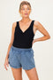 Light Denim Elastic Waist Chambray Maternity Shorts