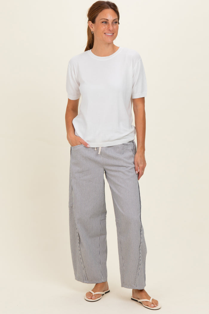 Off White Striped Relaxed Fit Pants