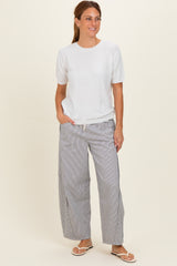 Off White Striped Relaxed Fit Maternity Pants
