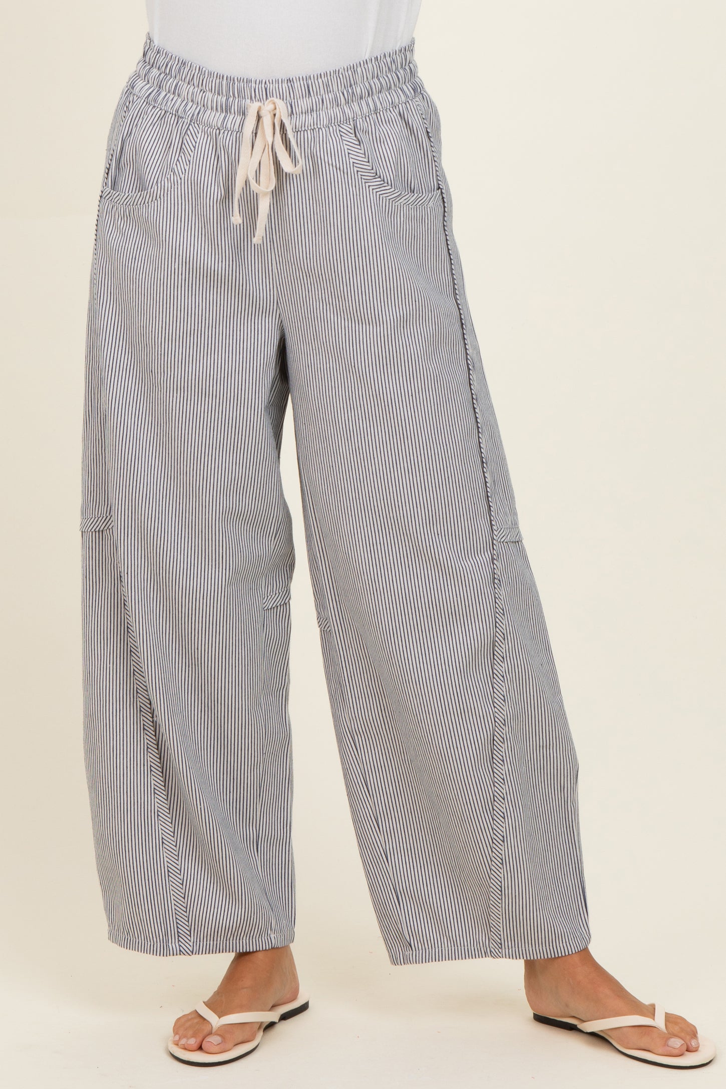 Off White Striped Relaxed Fit Pants