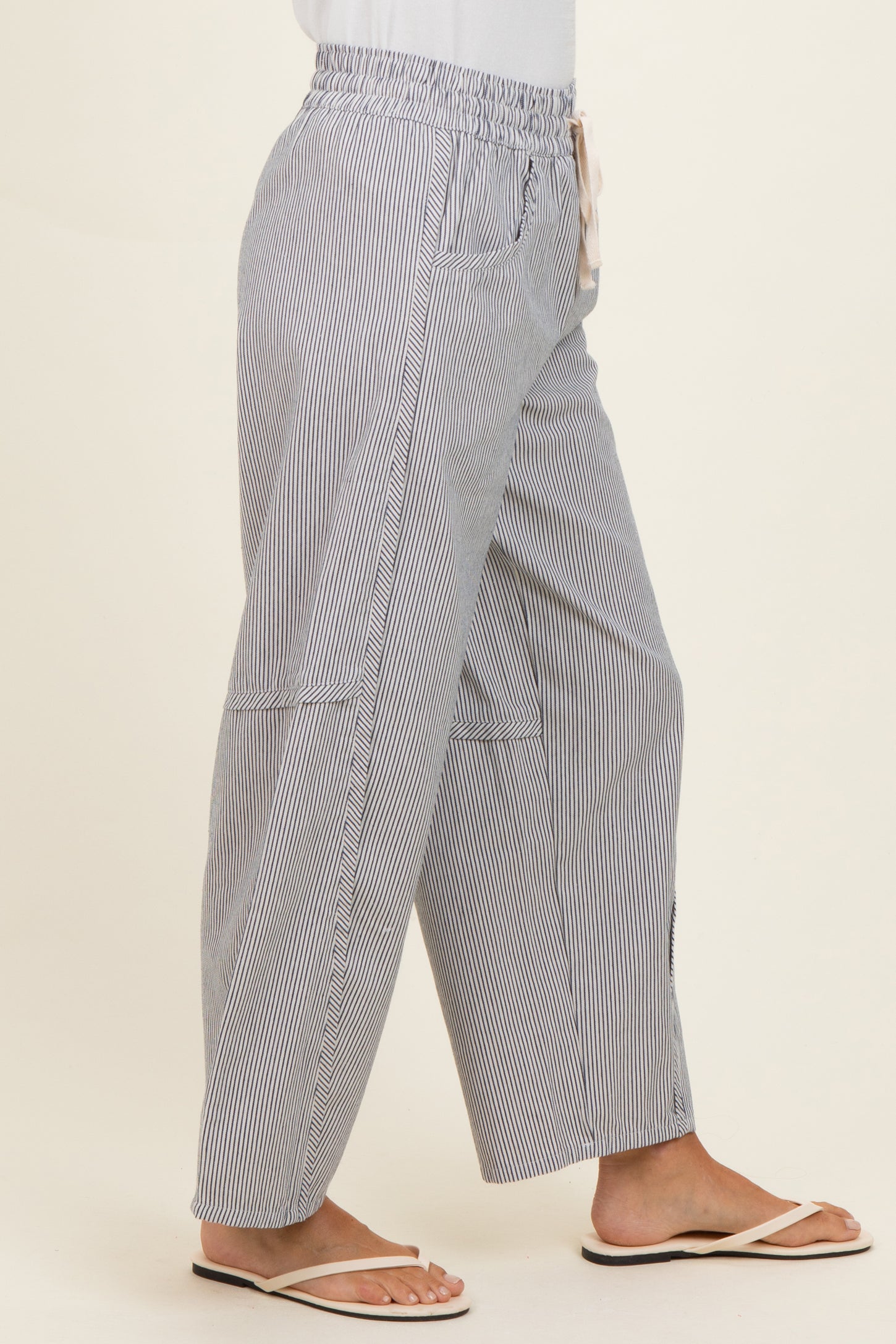 Off White Striped Relaxed Fit Pants