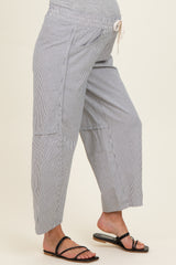 Off White Striped Relaxed Fit Maternity Pants