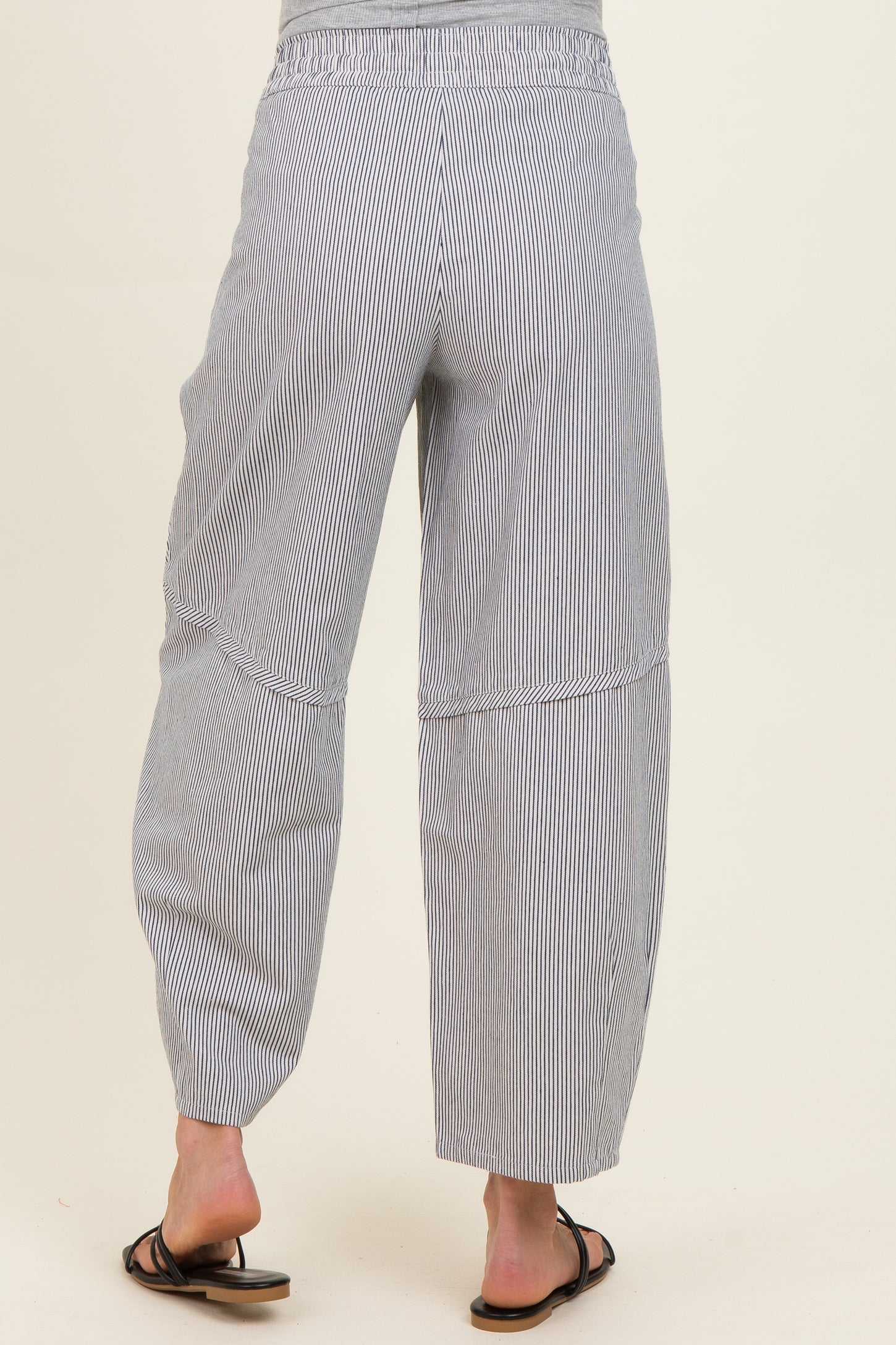Off White Striped Relaxed Fit Maternity Pants