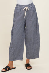 Navy Striped Relaxed Fit Pants