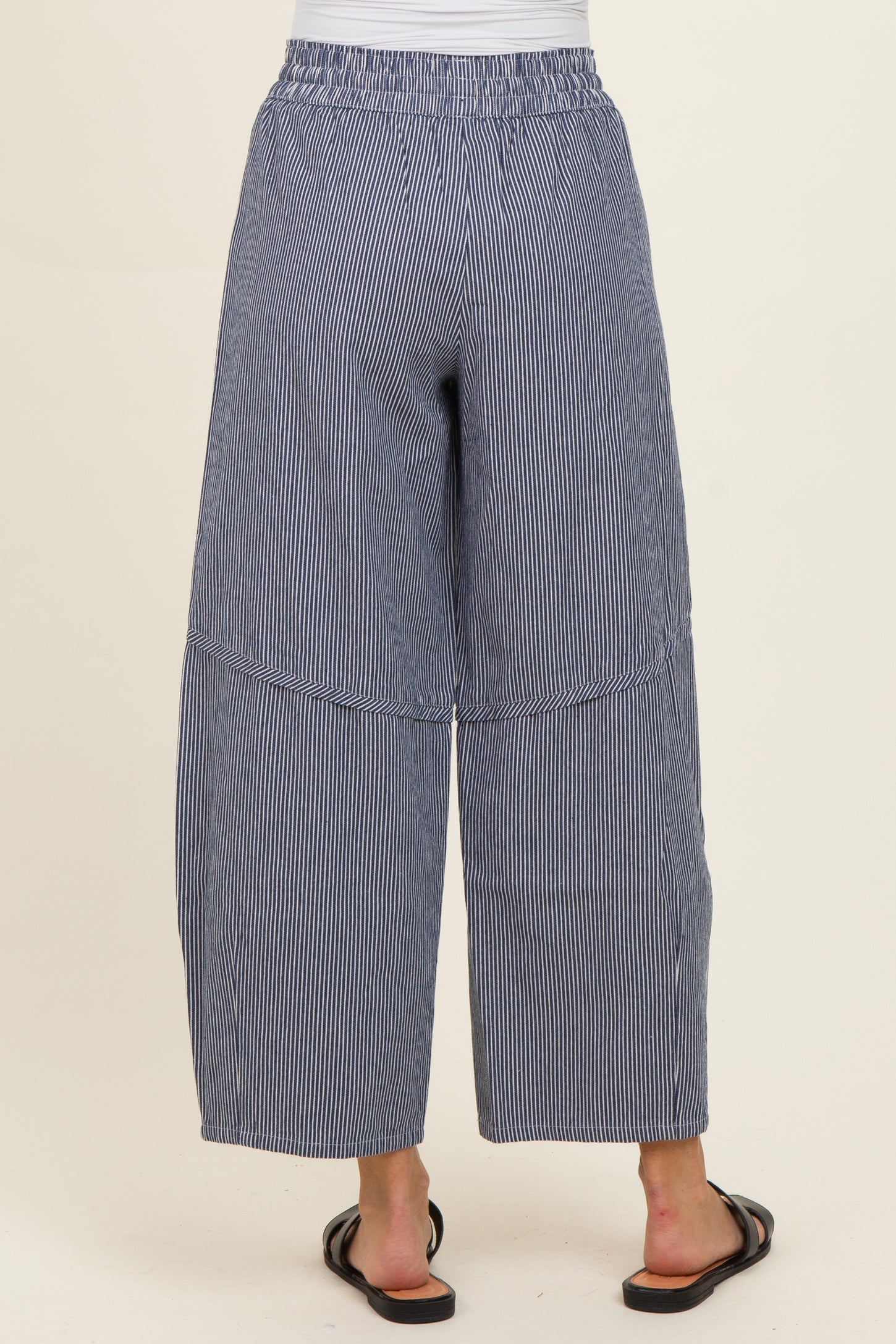 Navy Striped Relaxed Fit Pants