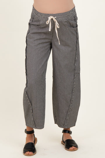 Black Striped Relaxed Fit Maternity Pants
