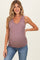 Dark Mauve Ribbed Sleeveless Ruched Maternity Tank Top