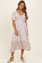 Multicolor Floral Smocked Flutter Sleeve Maxi Dress