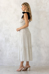 White Polka Dot Shoulder Tie Dress