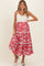 Cherry Red Floral Crochet Knit Top Floral Skirt Maternity Dress