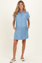 Light Denim Scallop Trim Maternity Mini Shirt Dress