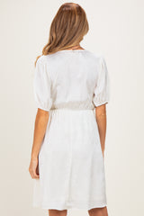 Cream Short Sleeve Lace Trim Maternity Dress