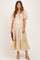 Beige Textured Woven Square Neck Maternity Midi Dress