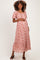 Pink Multi Floral Print Bubble Sleeve Maternity Midi Dress