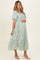 Green Floral Smocked Short Sleeve Maternity Midi Dress