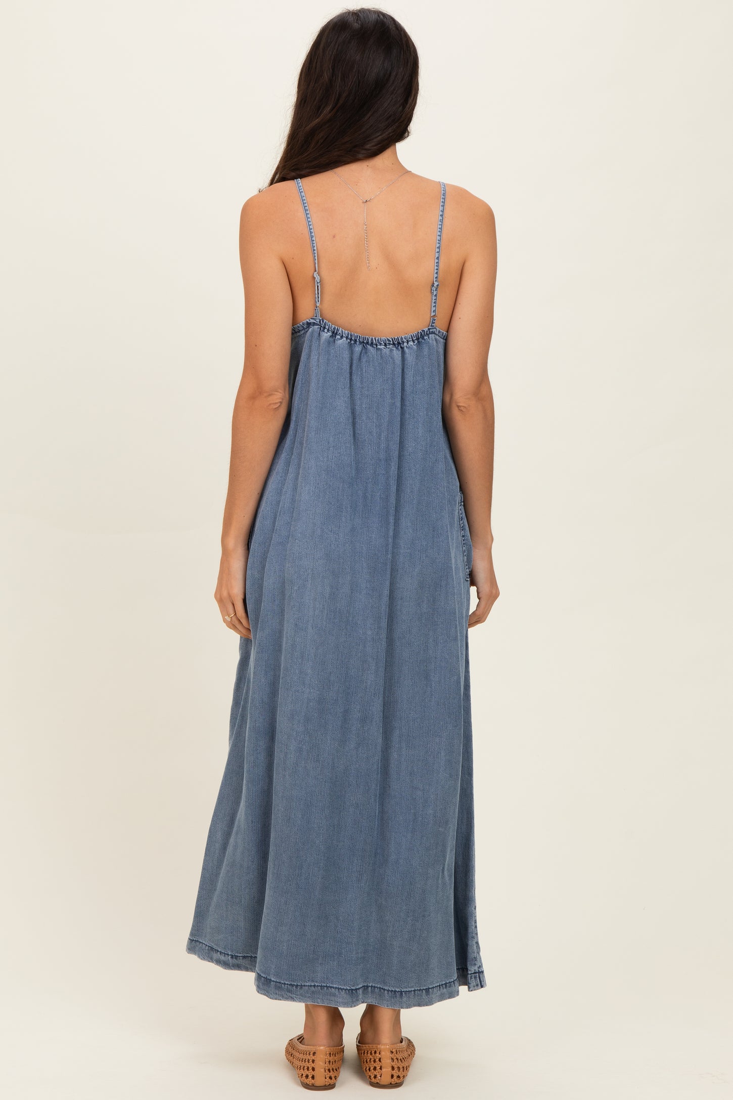 Denim Blue Sleeveless Side Pocket Dress