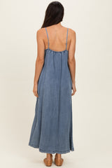 Denim Blue Sleeveless Side Pocket Dress