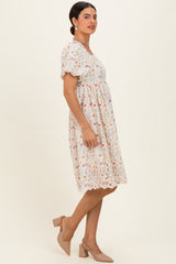 Ivory Floral Embroidered Mini Dress