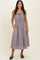 Brown Cinched Waist Front Tie Midi Dress