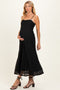Black Lace Sleeveless Maternity Midi Dress