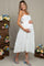 Off White Eyelet Lace Cutout Tie Back Maternity Midi Dress