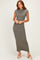 Olive Ribbed Knit Mock Neck Maxi Dress