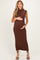 Chocolate Ribbed Knit Mock Neck Maternity Maxi Dress
