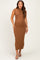 Mocha Ribbed Knit Mock Neck Maternity Maxi Dress