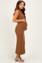 Mocha Ribbed Knit Mock Neck Maternity Maxi Dress
