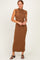 Mocha Ribbed Knit Mock Neck Maxi Dress