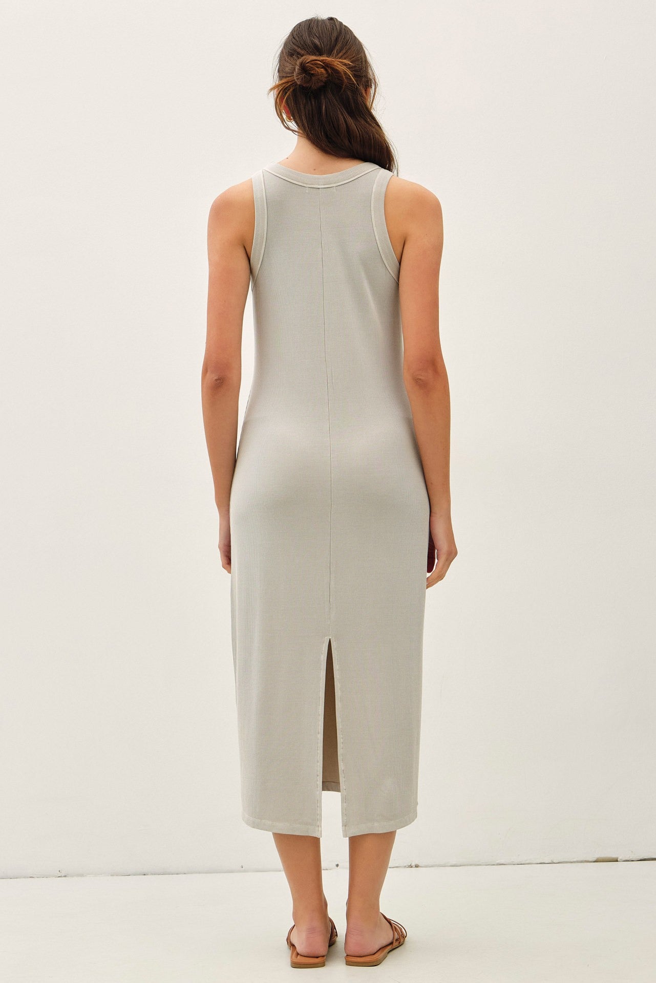 Stone Ribbed Midi Tank Dress