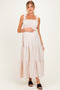 Beige Sleeveless Smocked Tiered Maxi Dress