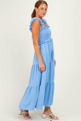 Light Blue Sleeveless Smocked Tiered Maxi Dress