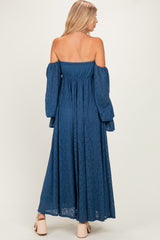 Blue Lace Floral Long Sleeve Photoshoot Gown/Dress
