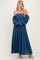 Blue Lace Floral Long Sleeve Photoshoot Gown/Dress