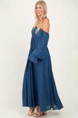 Blue Lace Floral Long Sleeve Photoshoot Gown/Dress