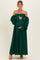 Hunter Green Lace Floral Long Sleeve Maternity Photoshoot Gown/Dress