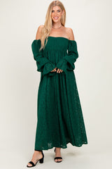 Hunter Green Lace Floral Long Sleeve Photoshoot Gown/Dress