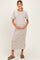 Cream Striped Knit Scallop Accent Maternity Maxi Dress