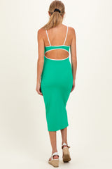 Green Cutout Fitted Maternity Midi Dress