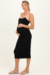 Black Cutout Fitted Maternity Midi Dress