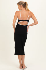 Black Cutout Fitted Maternity Midi Dress
