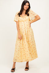 Yellow Floral Lace Maxi Dress