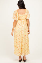 Yellow Floral Lace Maxi Dress
