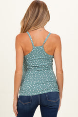 Olive Floral Fitted Sleeveless Maternity Cami Tank Top