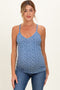 Blue Floral Fitted Sleeveless Maternity Cami Tank Top