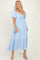 Light Blue Flutter Sleeve Ruffle Hem Maxi Dress