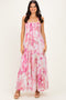 Pink Sleeveless Tiered Maxi Dress